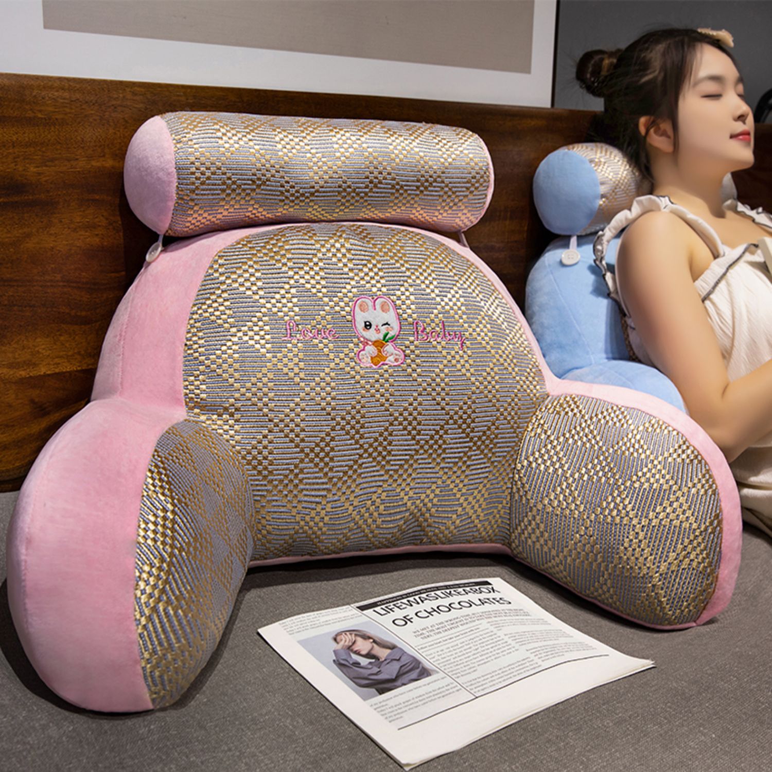 Suitable for Mat Bedside Backrest Cushion Bed Soft Waist Pillow Student Lying down to Play Mobile Phone Artifact Sofa
