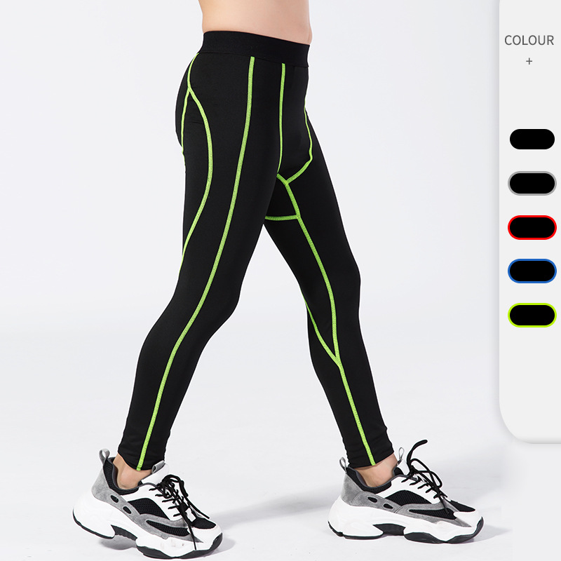 Children'S Men'S Fitness Pants Basketball Football Running Training Tights High Elastic Quick Dry Sports Pants Bottoming