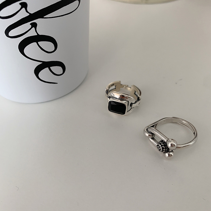 Retro horseshoe black Ushaped opening index finger ring wholesalepicture19