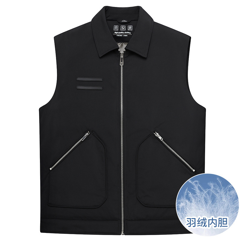 2025 New Winter down Vest for Young and Middle-Aged Men Casual Lapel Short Men's Warm Pure Color Men's Vest
