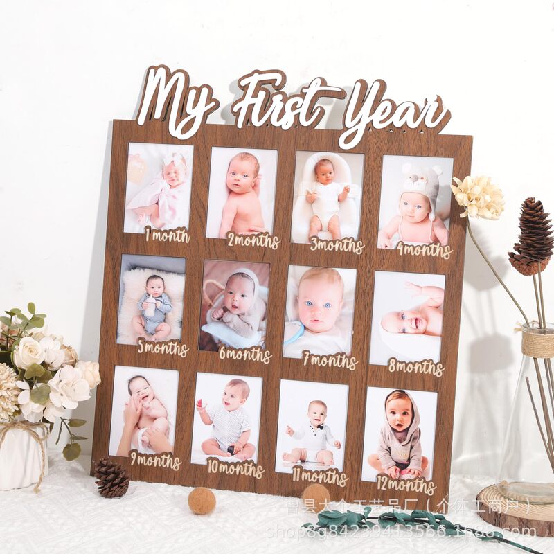 Wooden Newborn Photo Board December Baby Growth Milestone Full Month Photo Frame Photo Collage Display Wooden Newborn Photo Board December Baby Growth Milestone Full Month Photo Frame Photo Collage Display