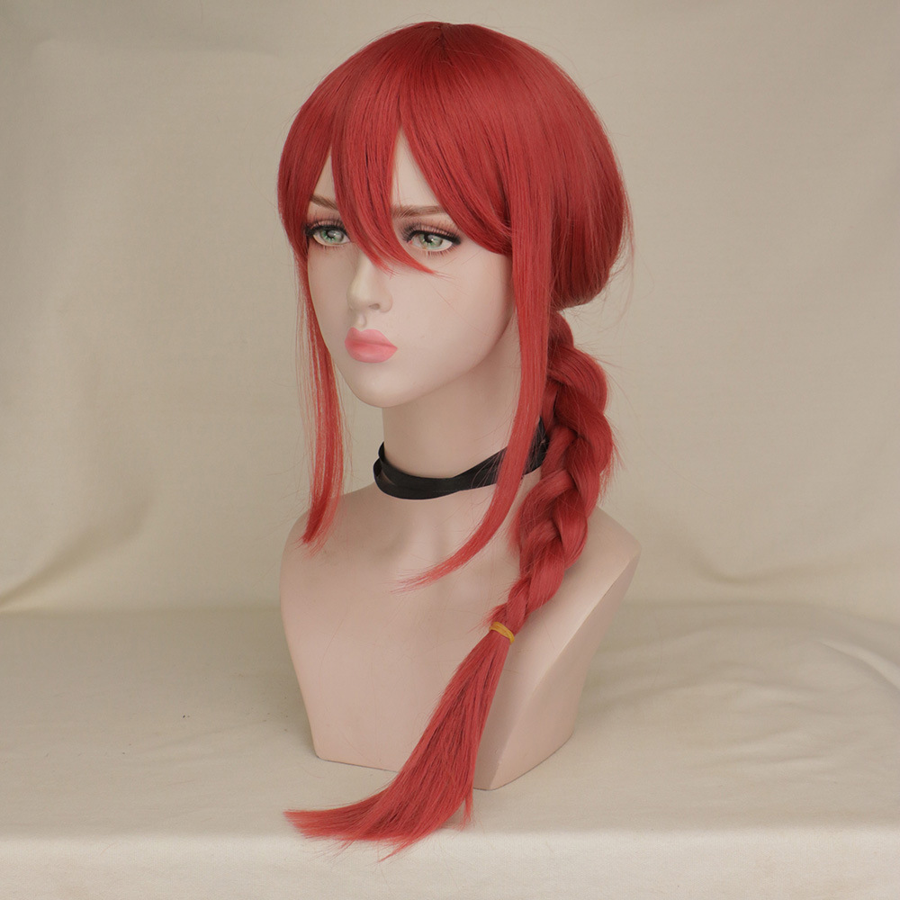 Anime motosierra humana maqima Cosplay peluca Rosa Rojo Twist trenza cara colección pelo falso temprano Sichuan