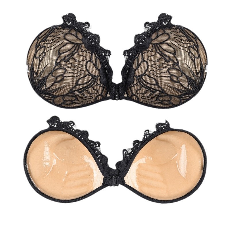 Pegatinas en el pecho vestido de novia de las mujeres con el pecho pequeño empuje hacia arriba el apoyo engrosada gran encaje nupcial foto de la boda pegatinas de mama invisible