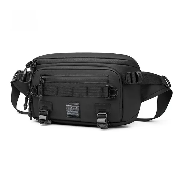 Ozuko Sports Waist Bag, Chest Bag, Lightweight and Close-Fitting Layered Storage Bag, Men's Daily Casual Crossbody Bag, Waist Bag