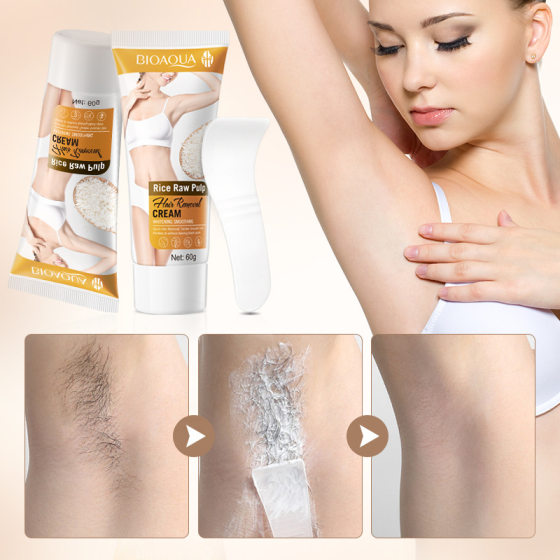 Full English hair removal cream BIOAOUA rice puree whitening smooth hair removal cream cross-border foreign trade factory direct sales
