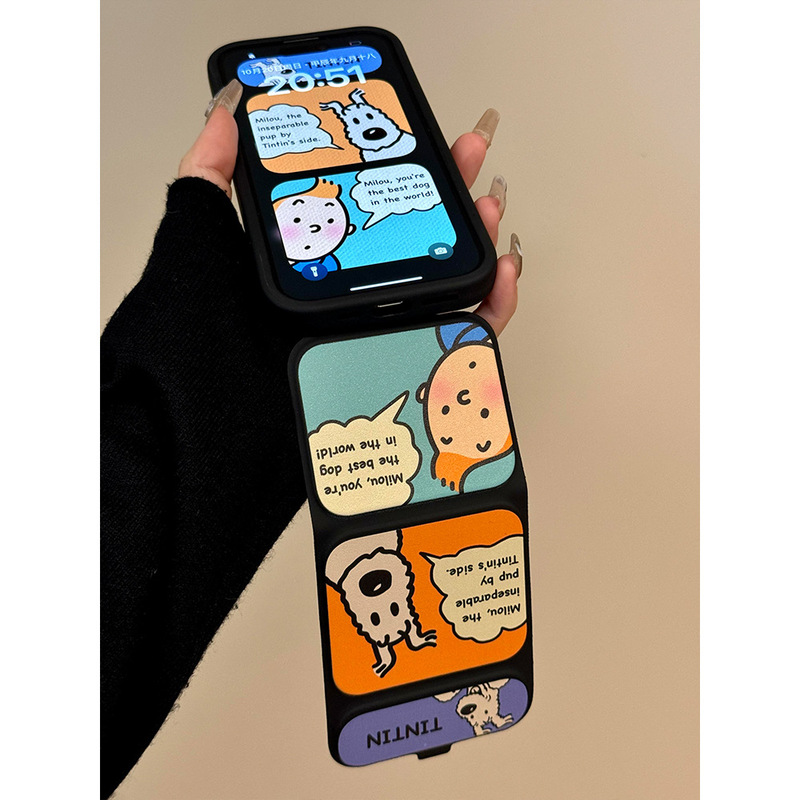 Fun Cartoon Cute Dog Boy Illustration for iphone15promax Phone Case Apple 16 Magnetic Flip