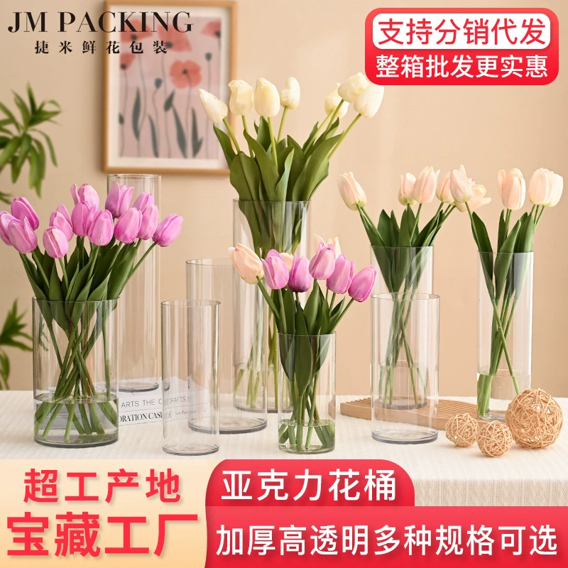 Акриловое ведро прозрачная Маленькая ваза для гостиной настольное украшение цветочный магазин цветы Гидропоника для цветов ведро для пробуждения