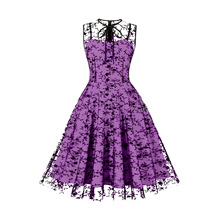 欧美跨境女装圣诞节宫廷风重工网纱刺绣收腰无袖大摆连衣裙5122