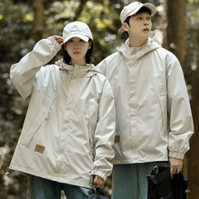 大码夹克男爆款户外工装风冲锋衣外套风衣男女连帽潮牌百搭