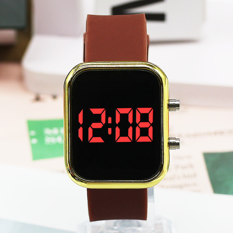 Nuevo botón digital LED luz roja reloj estudiante coreana niños casual retro estilo universitario pareja
