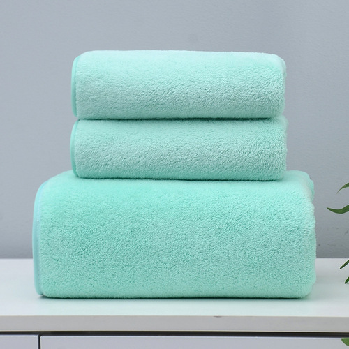 Brother Yang's same style towel and bath towel three-piece set, coral velvet set, softer than pure cotton, absorbent and thickened by 2 wool