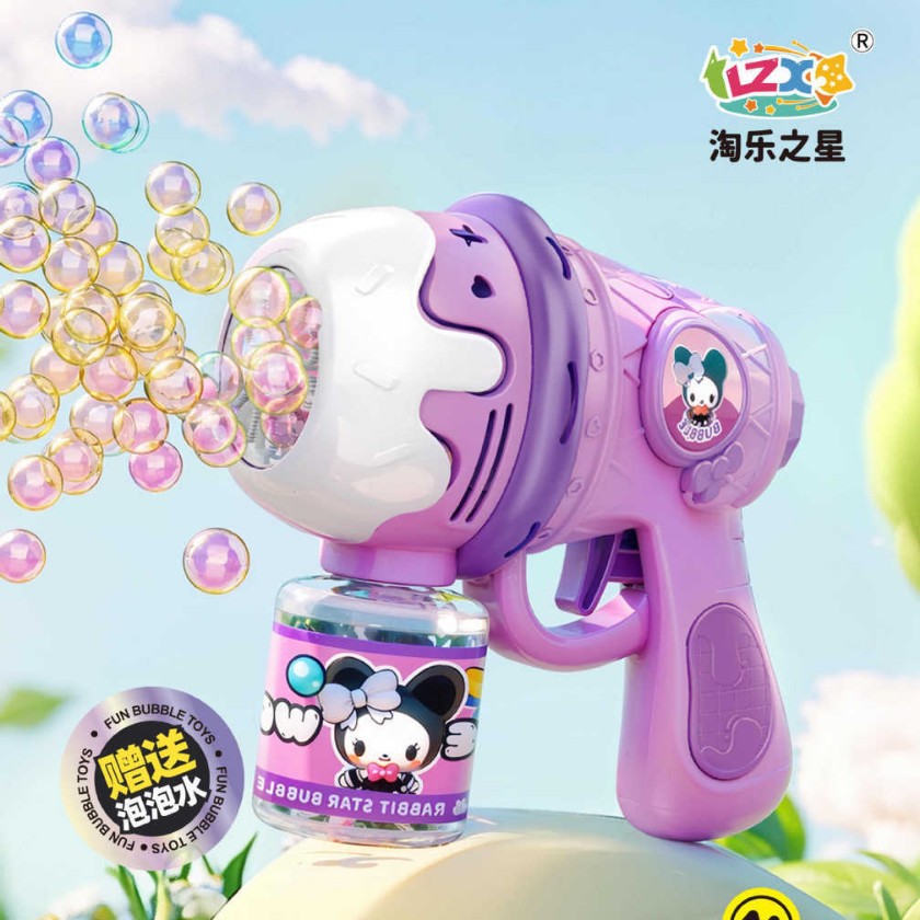 Internet Gaterlin dibujos animados burbujas soplando pistola eléctrica máquina de burbujas automática barraca mayorista juguetes de parque infantil