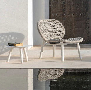 Creative Outdoor Rattan Chair Sofa Single Coffee Table Balcony Three-piece Coffee Table Terrace Homestay Garden Chair Waterproof