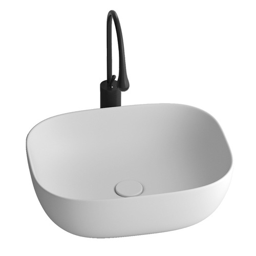 Modern Simple European Style Countertop Oval Sink Ceramic Washbasin Creative Personalized Matte White Art Sink