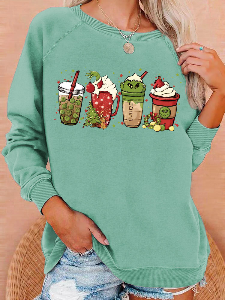 Women's Hoodies Long Sleeve Printing Christmas Cup display picture 5