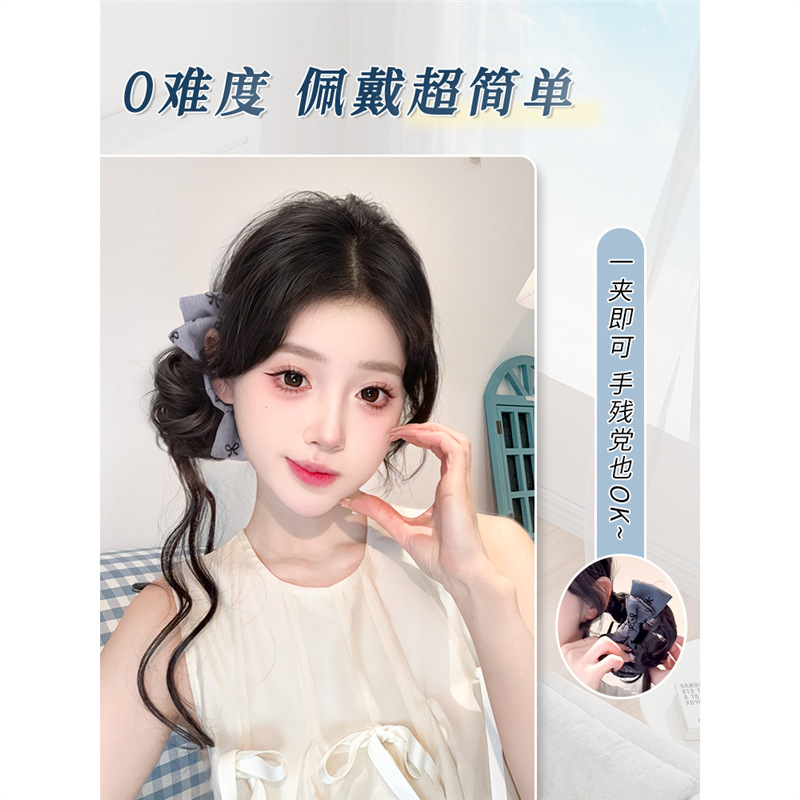 Pelotas cabeza pelucas anillo de cabello arco agarrar clip brotes de flores adornos de cabello de simulación natural perezoso disco afilado bolsa de cabello pelucas