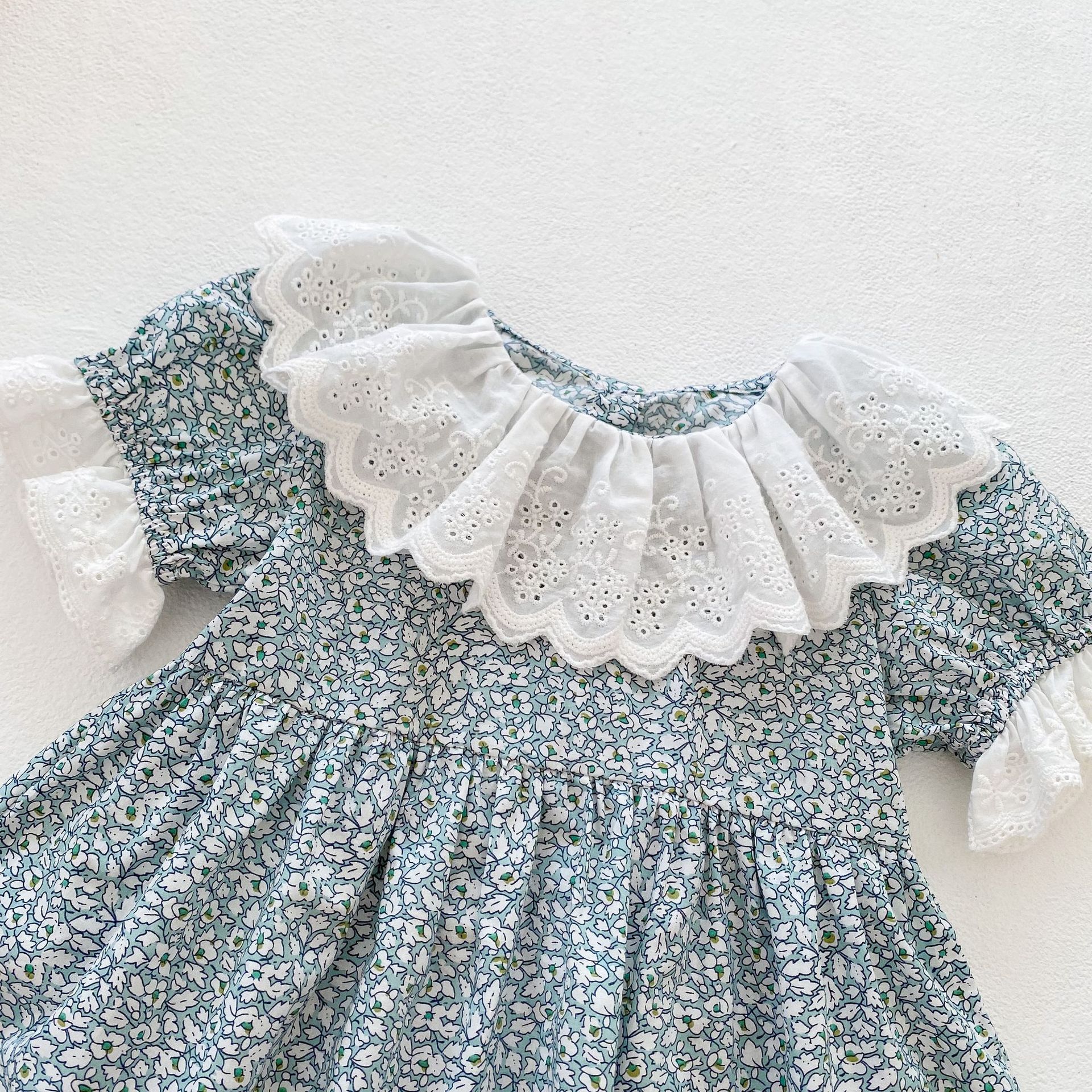 160g Weight Cotton Fabric Type Bodysuits Tops Type Regular Fit Fit Type Flower Pattern Summer Season Baby Girl'S Gender Princess, Cute Style Princess Cute Flower Cotton Baby Rompers 8