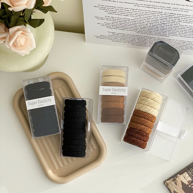 Atar la banda del pelo femenino cuerda del pelo atar accesorios para el cabello de alta banda de goma elástica duradera todo partido no duele la banda de goma del pelo negro cuerda del pelo