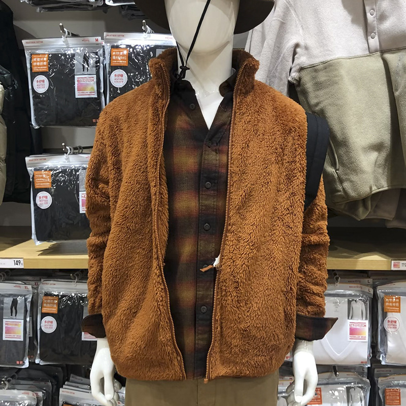 Hombres/mujeres de lana larga fleece cremallera chaqueta de manga larga chaqueta Otoño e Invierno felpa superior SY450198