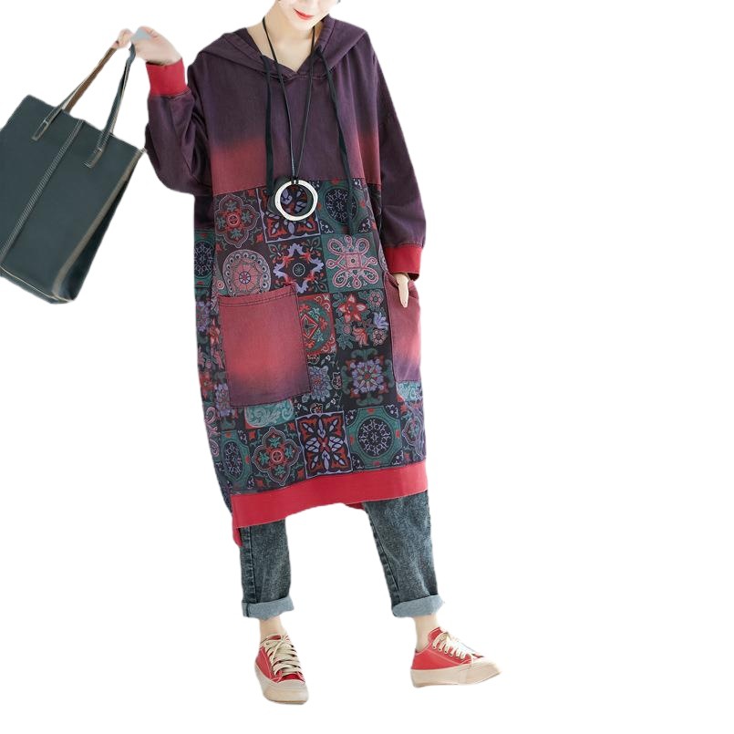 Sudadera con Capucha de Longitud Media Estampada Nueva Colección 2025, Talla Grande, Estilo Casual Lavado y Desgastado, Wanderings