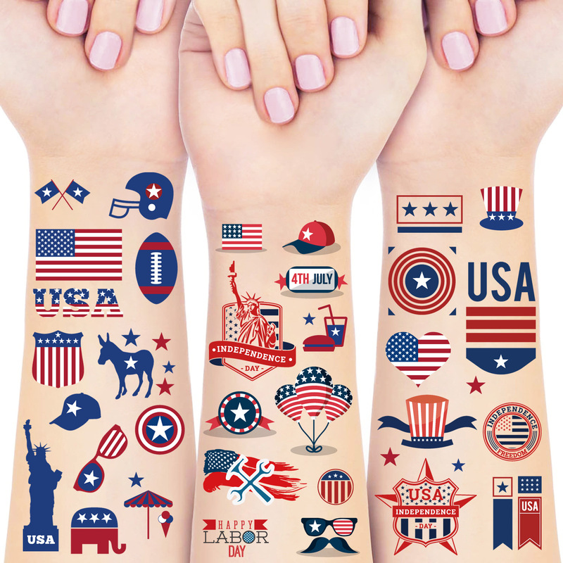 Amazon Special for Independence Day Tattoo Sticker Cross-border New American Flag Statue of Liberty Temporary Event Sticker