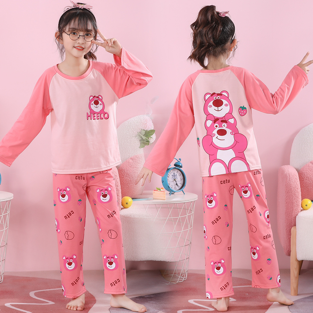 Pijamas infantiles algodón de manga larga primavera y otoño nuevo Kullomi lindo niño de mediano tamaño bebé niñas set de ropa para el hogar