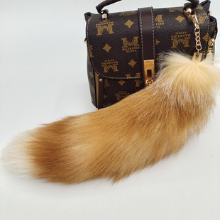 Fox Tail Key Chain 40cm Fox Tail Cross Fox Tail Accessories Women's Bag Decoration Pendant Handmade Accessories