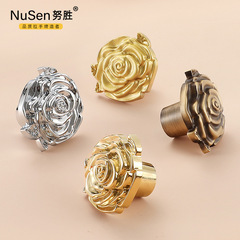 Luxury Nordic Brass Wardrobe Handle Pure Copper Rose Single Hole Drawer Country European Antique Full Copper Small Handle 