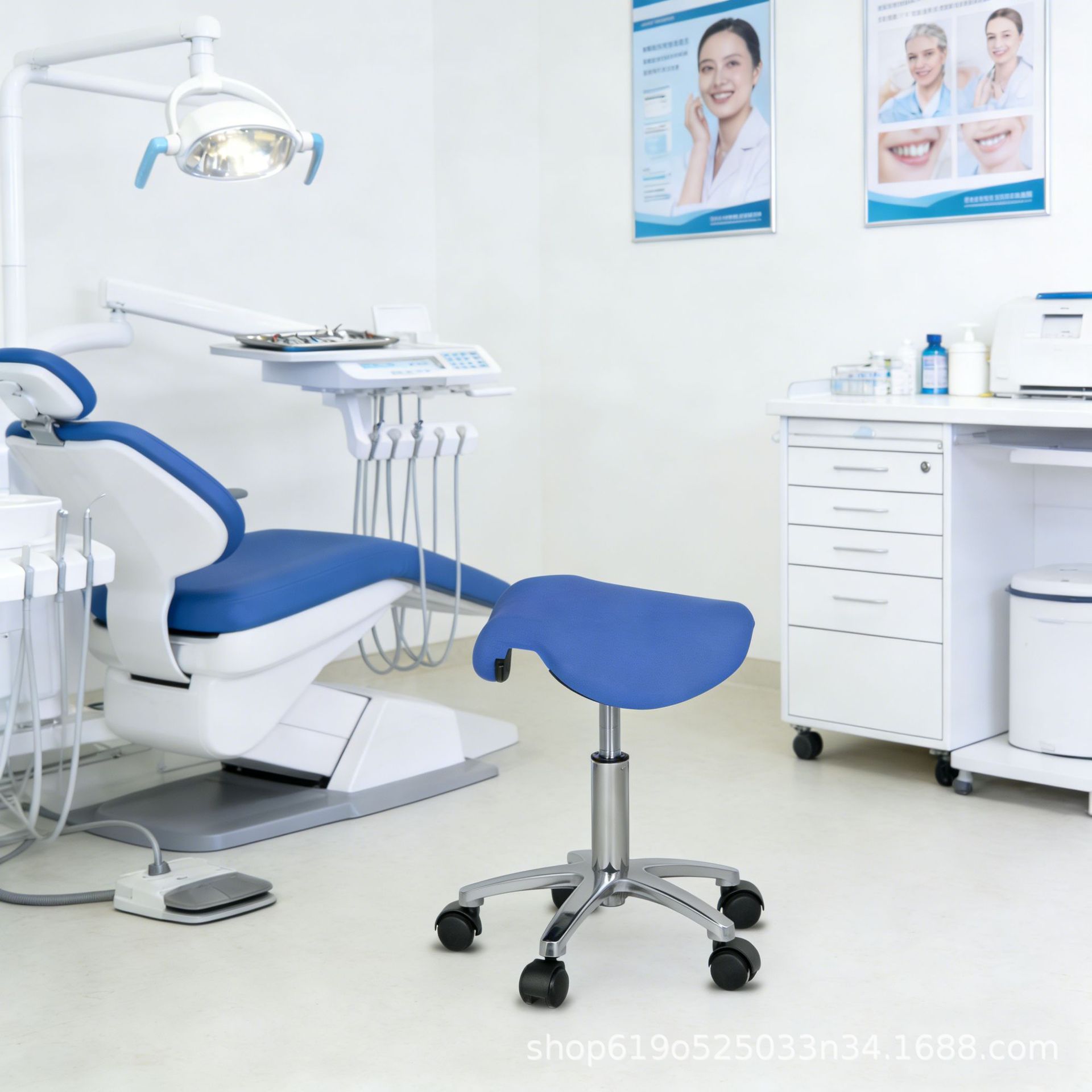 Comfortable Long-Sitting Posture-Protecting Swivel Saddle Chair, Adjustable Office Ergonomic Dentist Chair