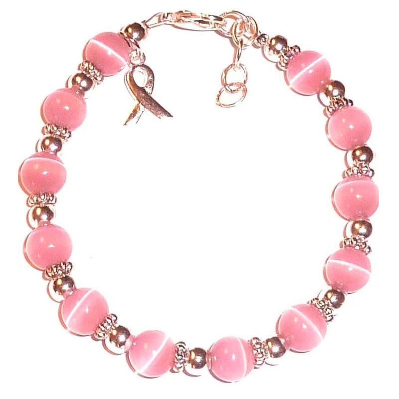 Natural Pink Crystal Cancer Bracelet Men's and Women's Metal Bow-tie Ribbon Healthy Peach Jade Powder Colorful Bracelet Natural Pink Crystal Cancer Bracelet Men's and Women's Metal Bow-tie Ribbon Healthy Peach Jade Powder Colorful Bracelet