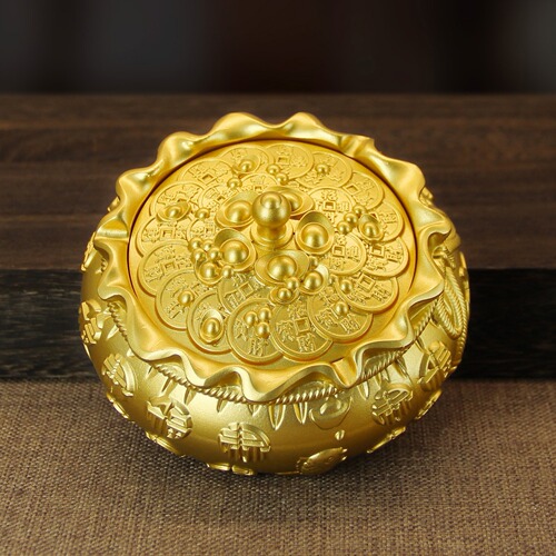 Brass ashtray money bag ashtray chess ashtray opening Baifu fortune-making antique with lid Nafu