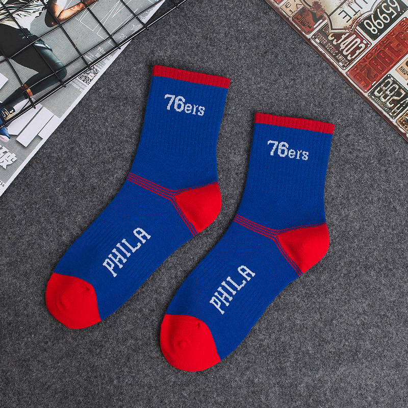 Calcetines de algodón para hombres a media pierna calcetines de baloncesto de la NBA de moda europea y americana logotipo del equipo estilo universitario estudiante calcetines deportivos hombres