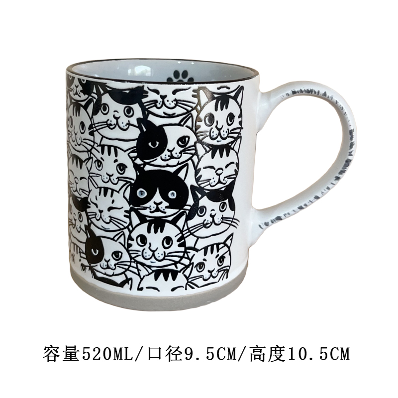 Cerámica bajo vidriado pintado a mano linda taza de gato taza de agua taza de desayuno taza de avena pareja micro pomelo