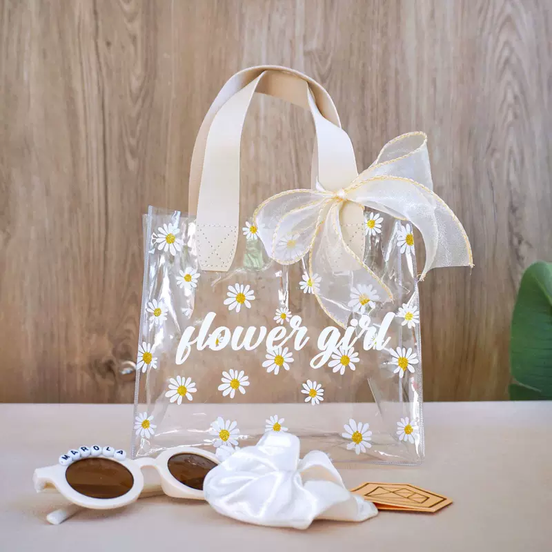 Cross-border exclusive Flower Girl Daisy Transparent Tote Bag Wedding Party Transparent Tote Bag Wholesale
