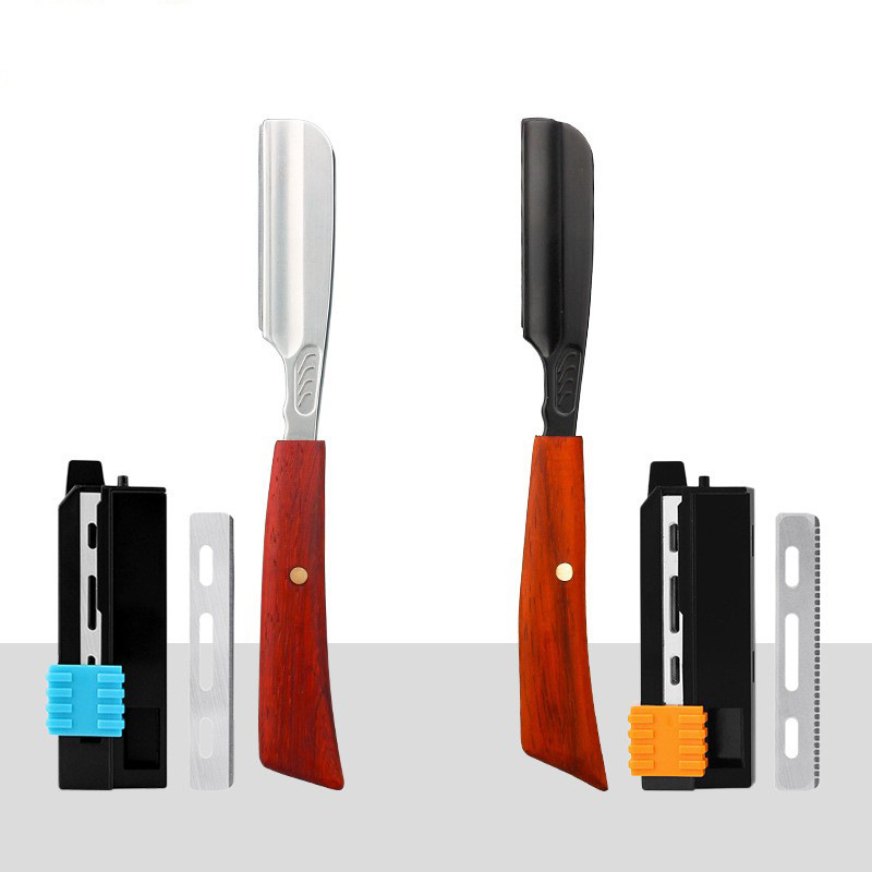 Barber Oil Head Men's Razor Holder Mahogany Straight Handle Manual Shaving Razor Holder Stainless Steel Feather Blade Barber Oil Head Men's Razor Holder Mahogany Straight Handle Manual Shaving Razor Holder Stainless Steel Feather Blade