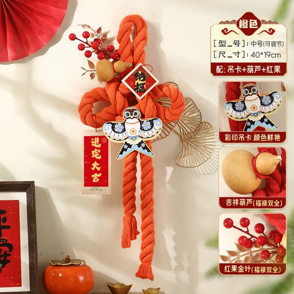 Medium orange swastika knot+elevator+gourd+red fruit+hook