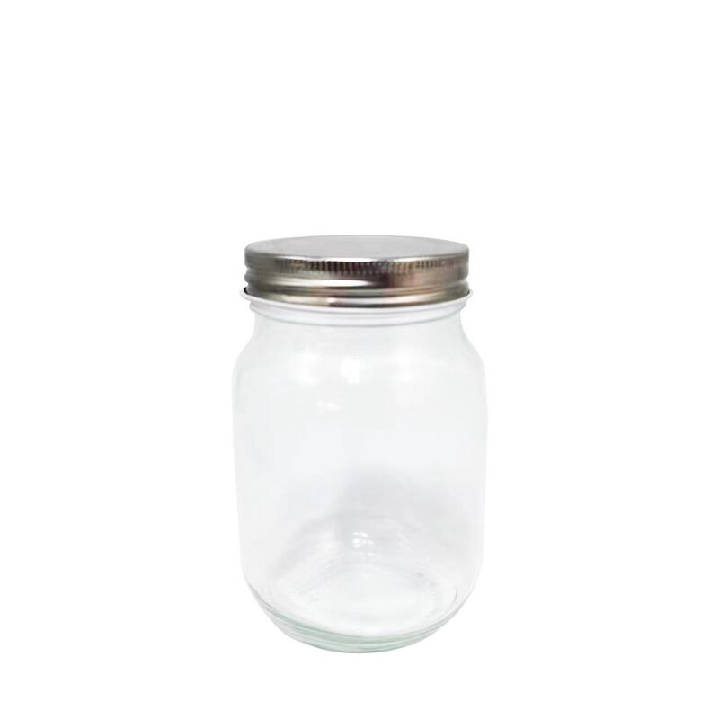 Customized Mason Jar Glass Transparent Sealed Jar Cold Brew Coffee Drink Cup Milkshake Vegetable Salad Jam Storage Jar