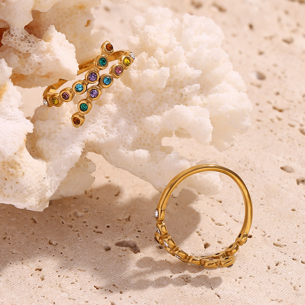 Micro-inlaid Rhinestone Stainless Steel Ring