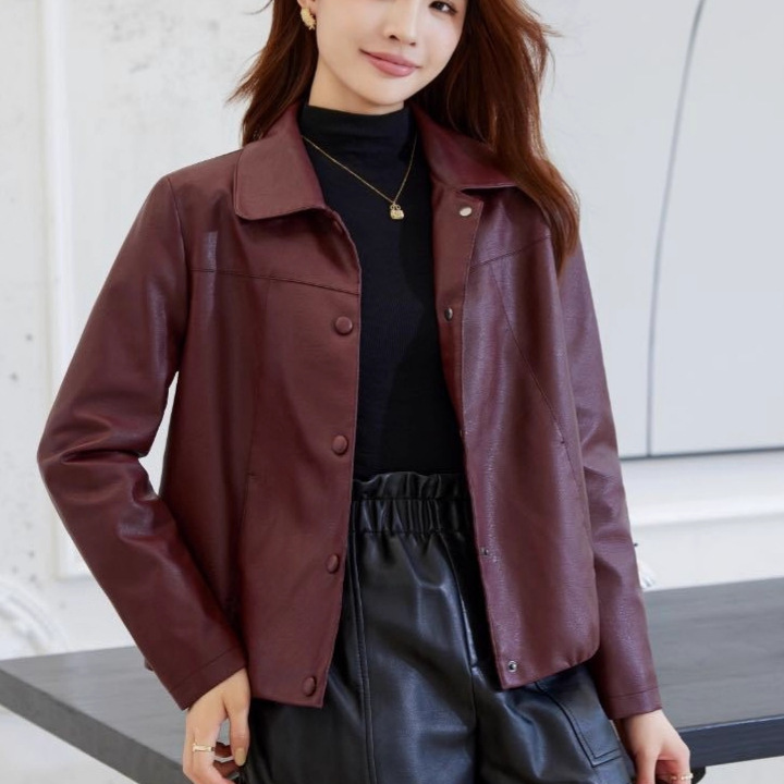 All-Net Low-Price Spring and Autumn Thin Women's Short Pu Leather Jacket Fashion Casual Versatile Slim Stylish