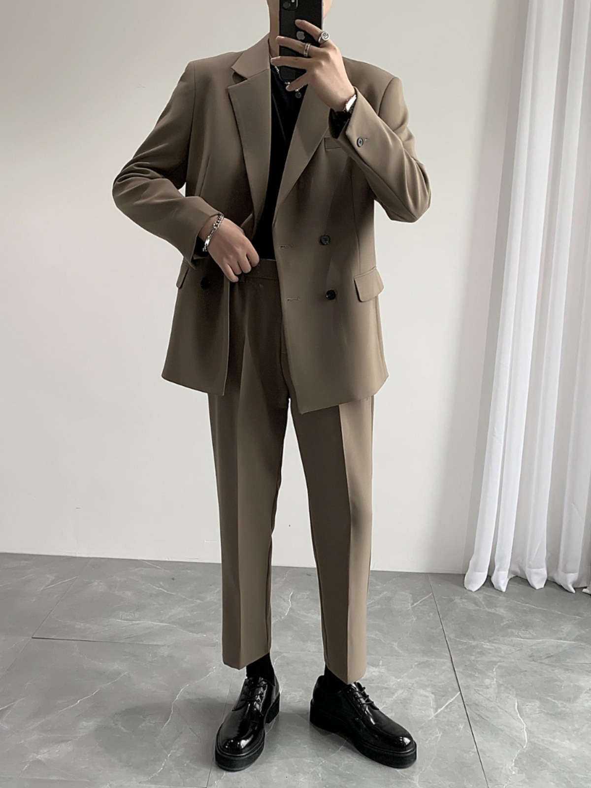 Casual chaqueta de traje de hombre primavera y otoñodk chaqueta de uniforme coreana suelta de moda retro chaqueta de traje único de moda