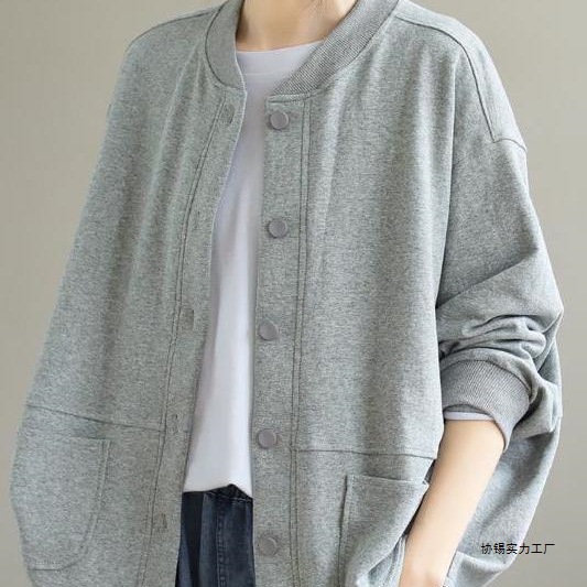 大码春秋款女装新款宽松文艺短外套女2025春装百搭休闲长袖上衣女