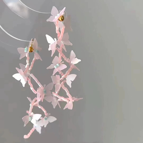 海边超仙氛围感花朵蝴蝶耳钉小众设计高级耳环温柔气质度假风耳饰