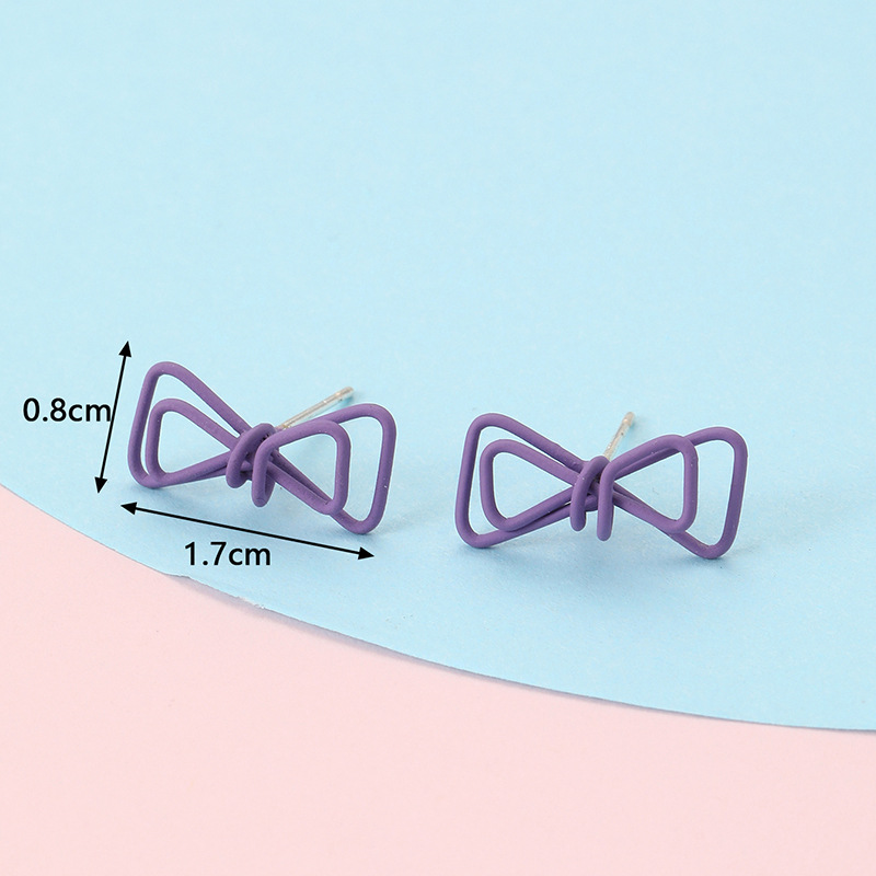 fresh fashionable small cute purple earrings with bow