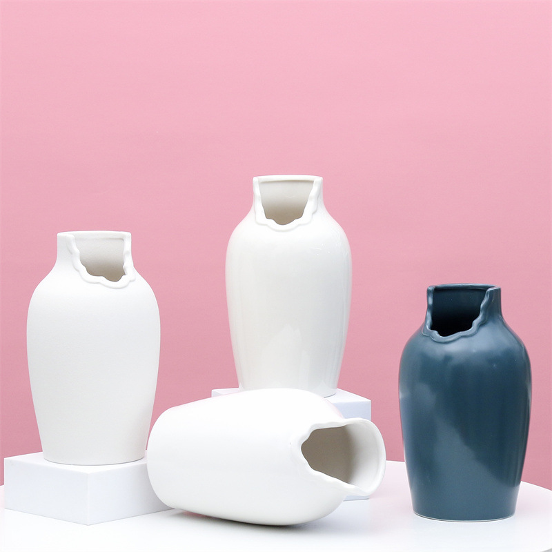 Estilo nórdico florero de Cerámica Arte de La Flor Blanca artesanía creativa hogar sala de estar decoración arreglo de flores secas transfronteriza