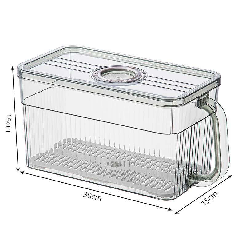 キッチン冷蔵庫専用収納ボックスハンドル付きpetタッパー食品級整理神器透明収納ボックス|undefined