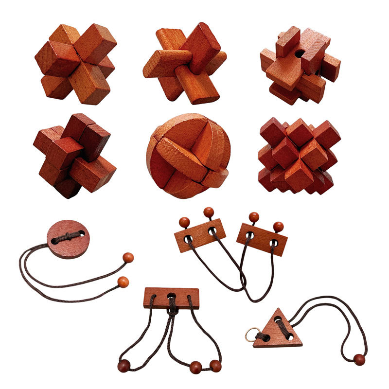 Juego de Desbloqueo Kongming y Luban de 10 Piezas de Madera de Haya, Desarrollo Cognitivo, para Niños y Adolescentes image 4