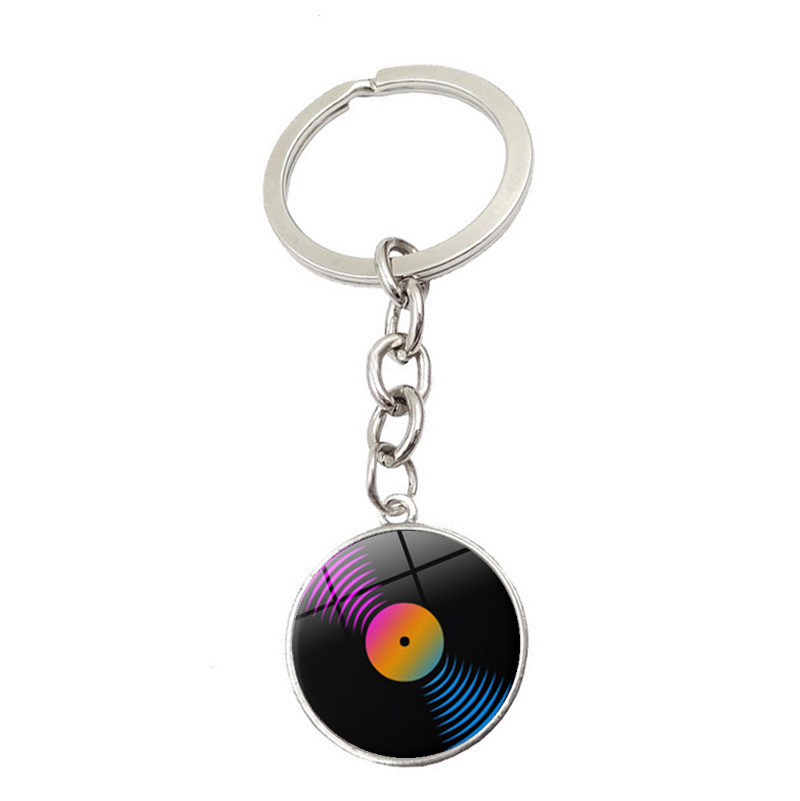 Vinyl record time GEM Keychain Pendant cross-border New Creative metal key chain bag hanging Jewelry