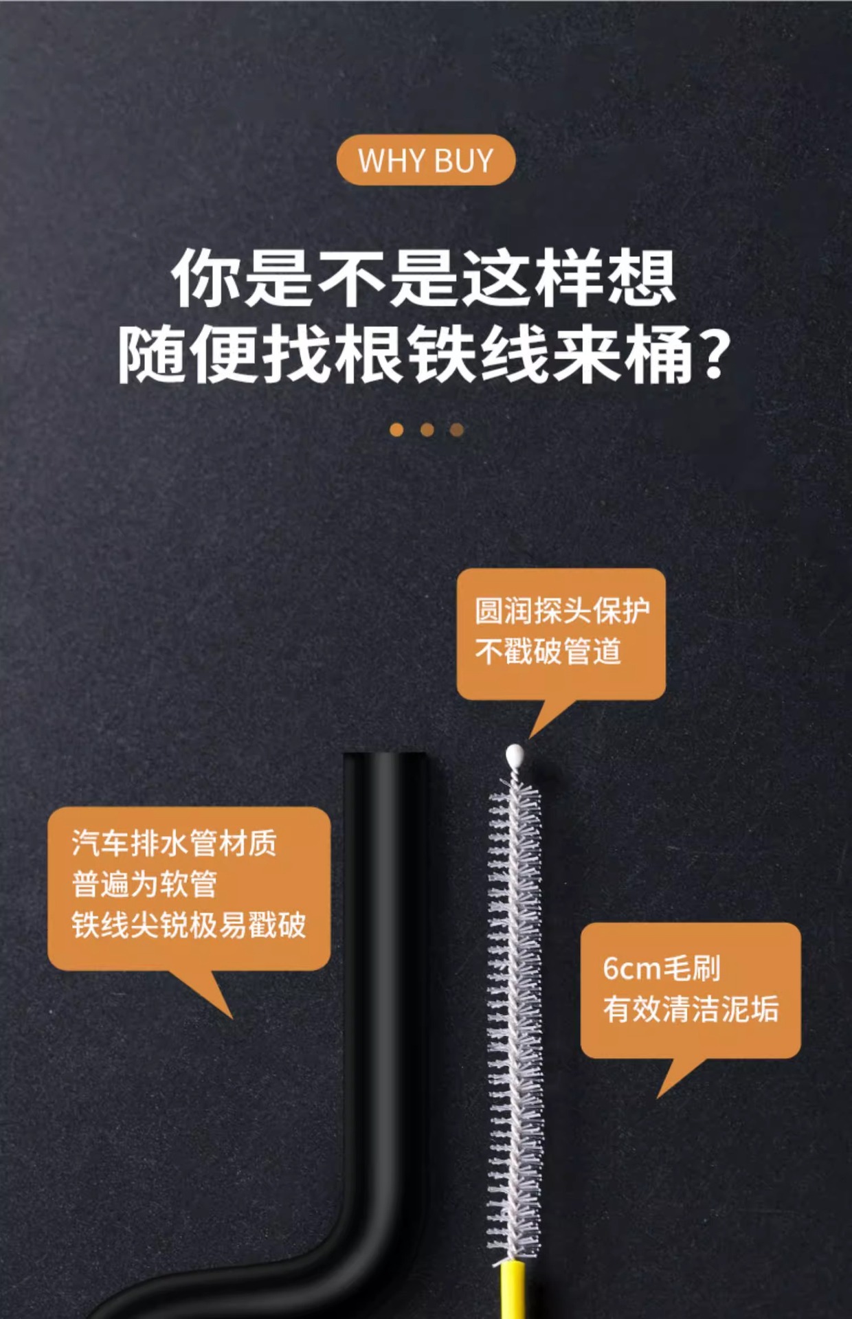 Car sunroof door drain hole dredger refrigerator drain vent dredger artifact fuel tank drain pipe cleaning tool