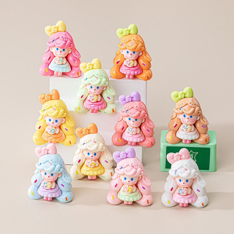 蝴蝶结冰淇淋女孩 diy饰品配件树脂潮玩盲盒盲袋可爱车载萌粒摆件|undefined