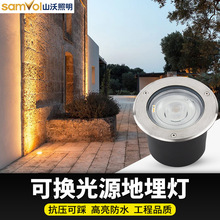 led嵌入式圆形地埋灯防水IP67地面射灯全彩庭院户外室外灯具